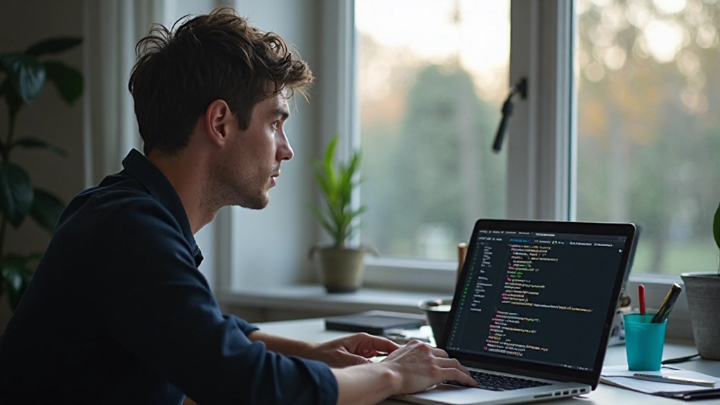 Ontwikkelaar met laptop die interactieve website test, console open, live DOM wijzigingen zichtbaar, tevreden expressie